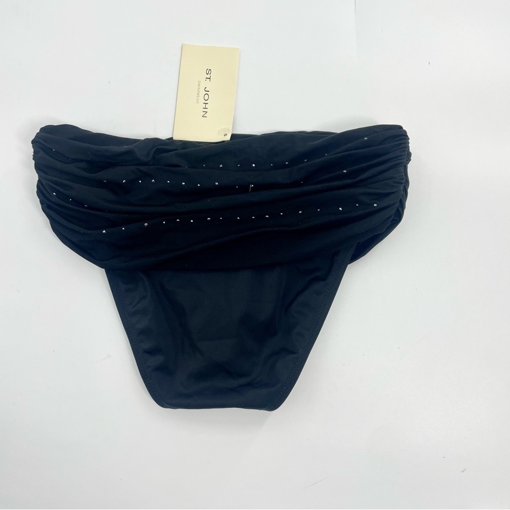 St John swim retro pant black rhinestone foldover bikini bottom‎ style 242175 - Picture 9 of 10